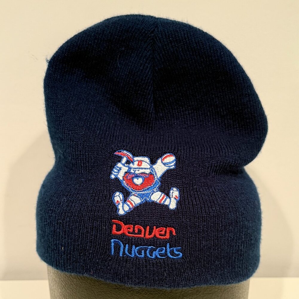 Denver Nuggets Beanie Hat Cap Retro Logo Navy Blue